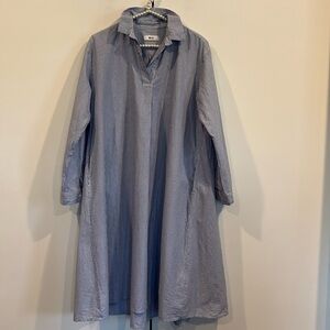 WEGO Lagenlook Pinstripe Long Sleeve Midi Dress One Size